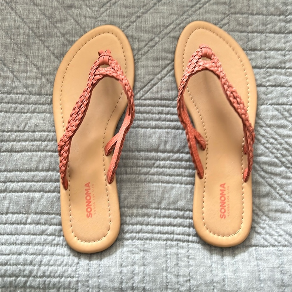 NWOT Sonoma brand sandals, Size 10, Braided straps in color sienna